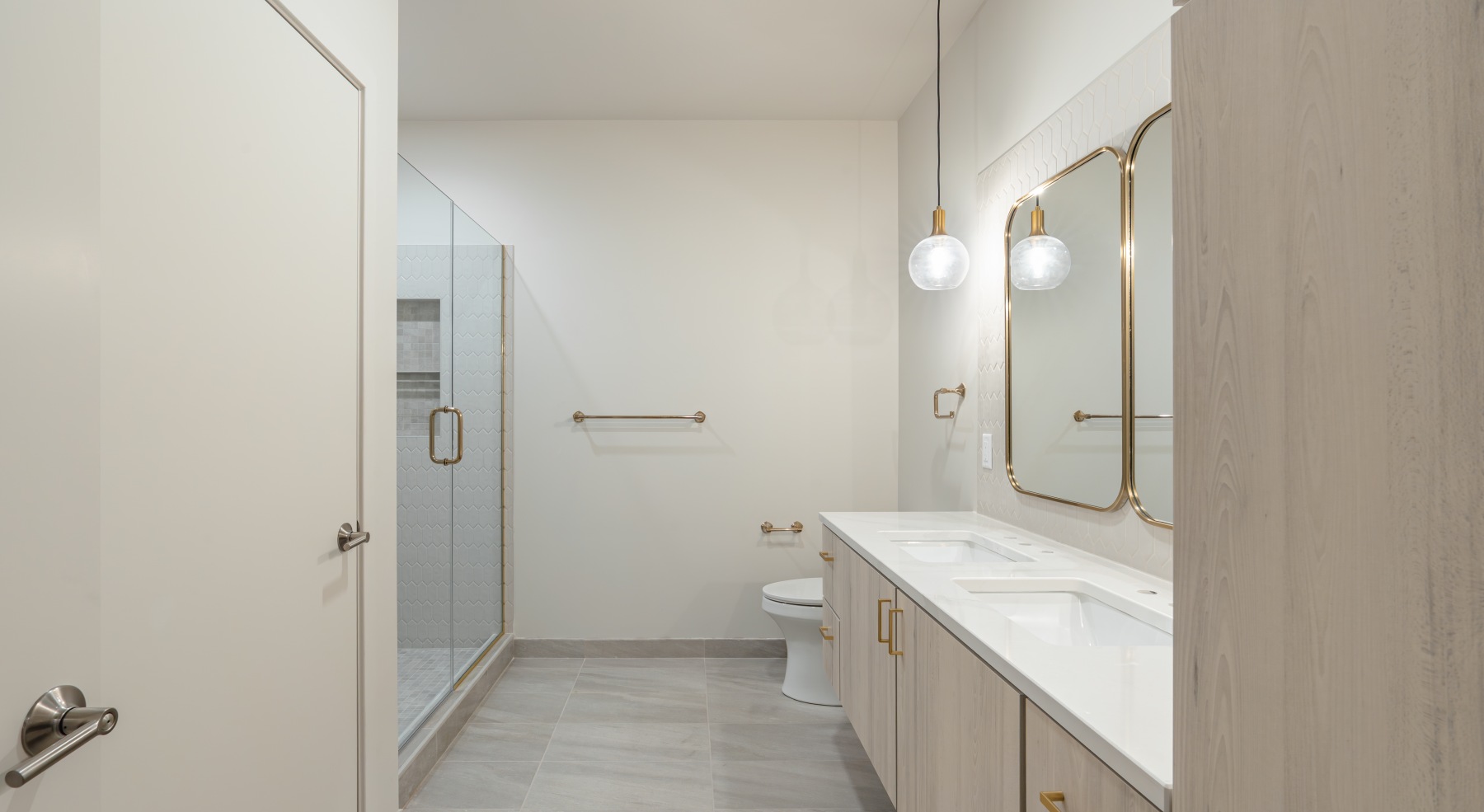 Spacious bathroom with large windows