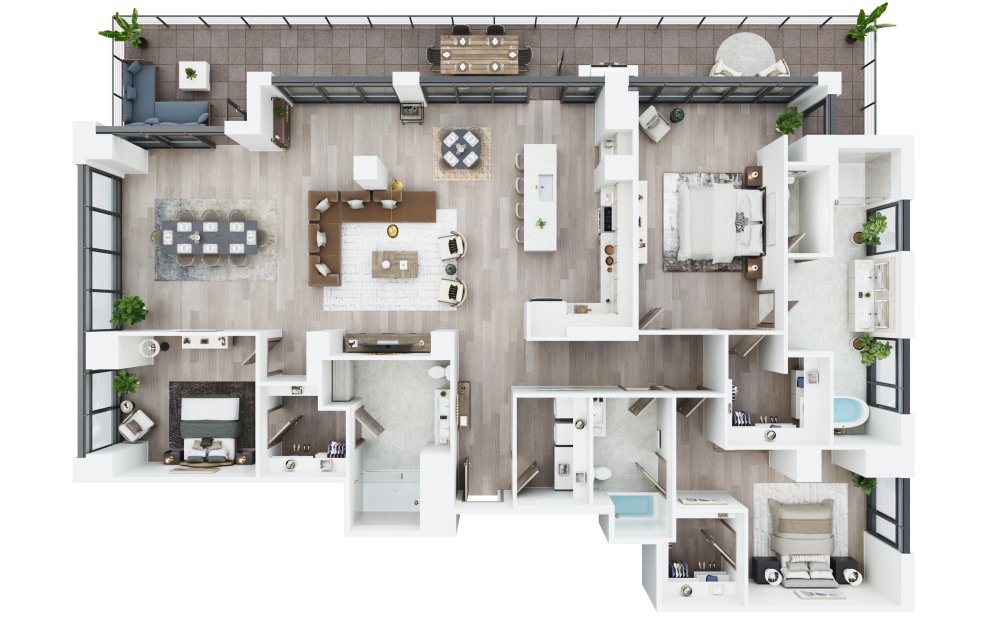 3B.1 - Penthouse - 3 bedroom floorplan layout with 3 bathrooms and 2655 square feet 3B.1 - Penthouse - 3 bedroom floorplan layout with 3 bathrooms and 2655 square feet