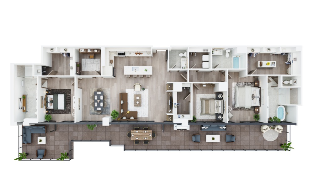3C.1 - Penthouse - 3 bedroom floorplan layout with 3.5 bathrooms and 2289 square feet 3C.1 - Penthouse - 3 bedroom floorplan layout with 3.5 bathrooms and 2289 square feet