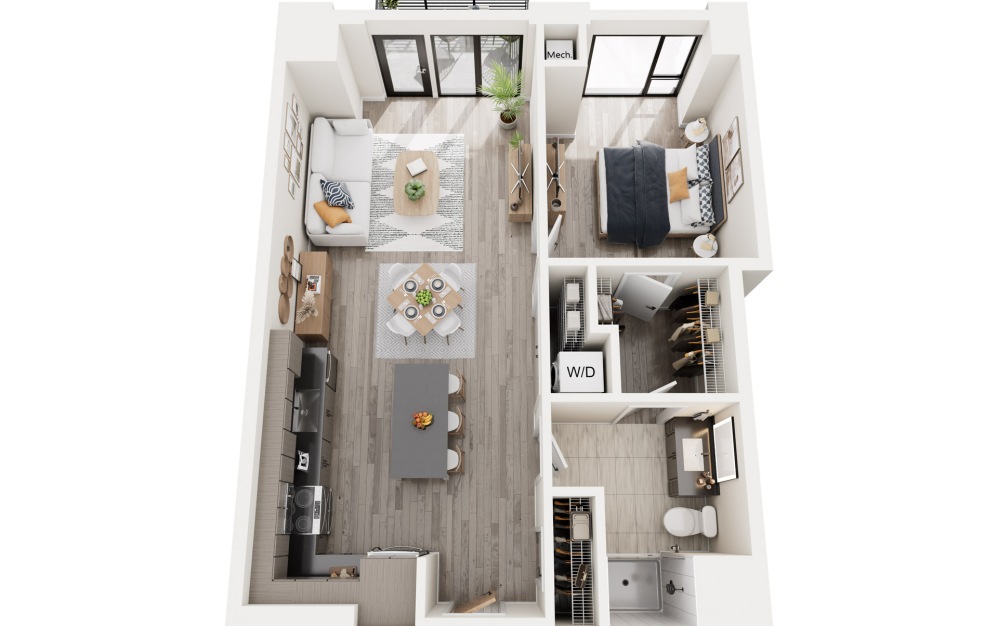 1A.1 - 1 bedroom floorplan layout with 1 bathroom and 751 square feet 1A.1 - 1 bedroom floorplan layout with 1 bathroom and 751 square feet