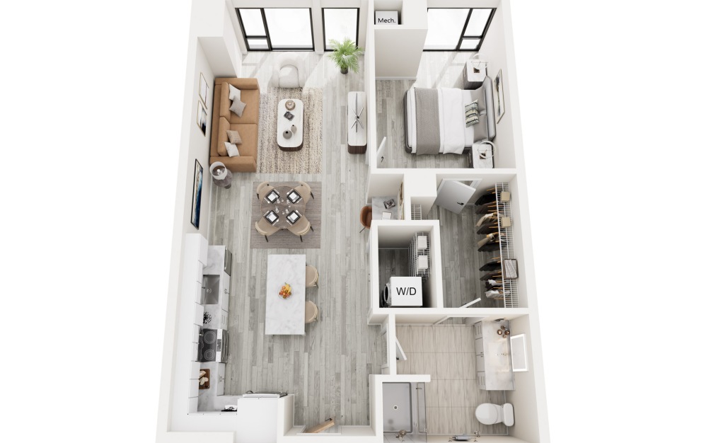 1B.1 - 1 bedroom floorplan layout with 1 bathroom and 804 square feet 1B.1 - 1 bedroom floorplan layout with 1 bathroom and 804 square feet