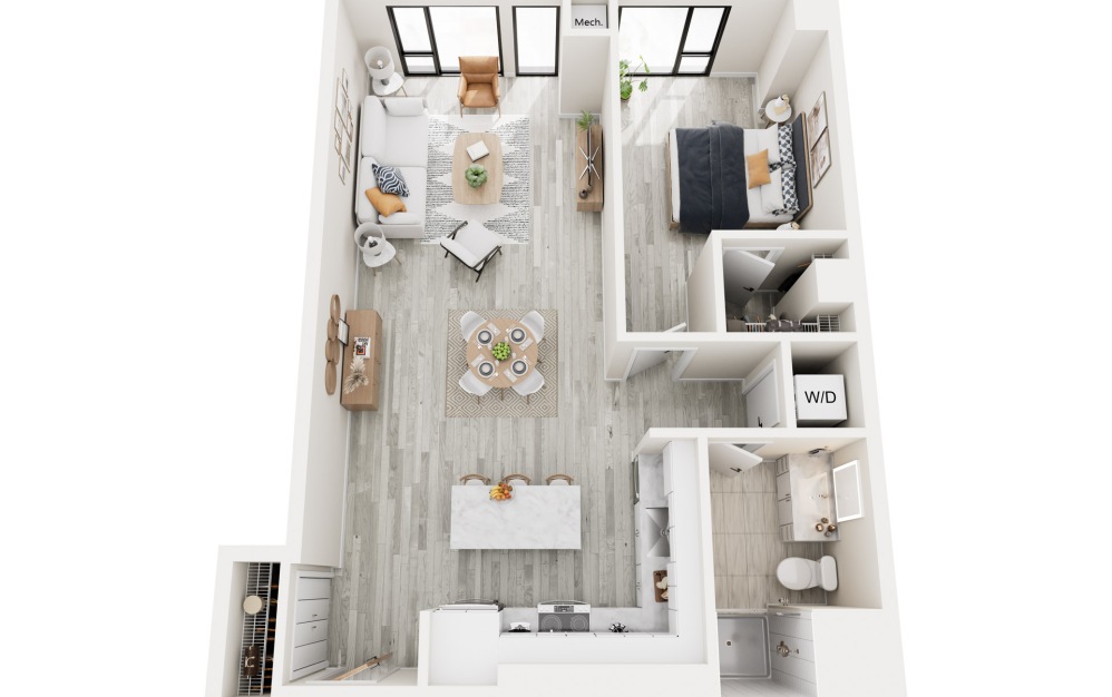 1B.2 - 1 bedroom floorplan layout with 1 bathroom and 829 square feet 1B.2 - 1 bedroom floorplan layout with 1 bathroom and 829 square feet