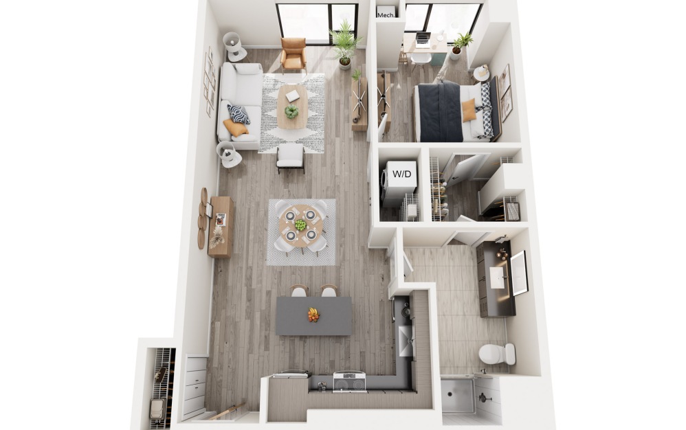 1B.6 - 1 bedroom floorplan layout with 1 bathroom and 837 square feet 1B.6 - 1 bedroom floorplan layout with 1 bathroom and 837 square feet