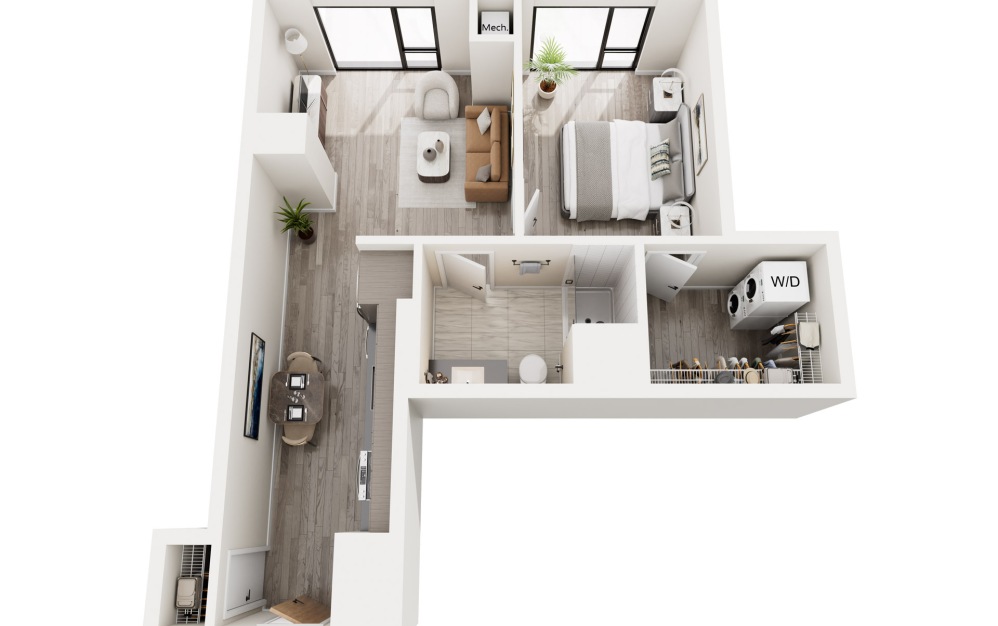 1C.1 - 1 bedroom floorplan layout with 1 bathroom and 604 square feet 1C.1 - 1 bedroom floorplan layout with 1 bathroom and 604 square feet