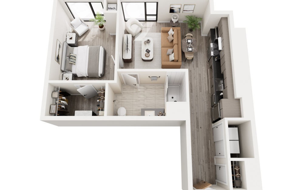 1C.2 - Type A - 1 bedroom floorplan layout with 1 bathroom and 708 square feet 1C.2 - Type A - 1 bedroom floorplan layout with 1 bathroom and 708 square feet