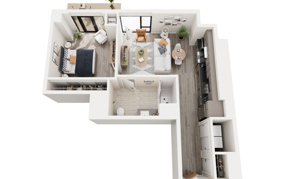 1C.3 - Type A - 1 bedroom floorplan layout with 1 bathroom and 708 square feet 1C.3 - Type A - 1 bedroom floorplan layout with 1 bathroom and 708 square feet