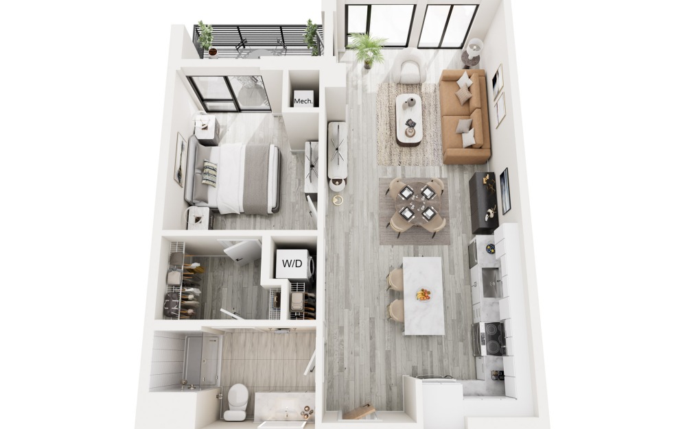 1D.1 - 1 bedroom floorplan layout with 1 bathroom and 741 square feet 1D.1 - 1 bedroom floorplan layout with 1 bathroom and 741 square feet