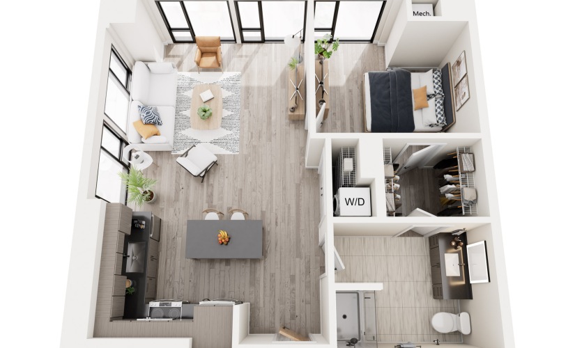 1F.2 - 1 bedroom floorplan layout with 1 bathroom and 757 square feet