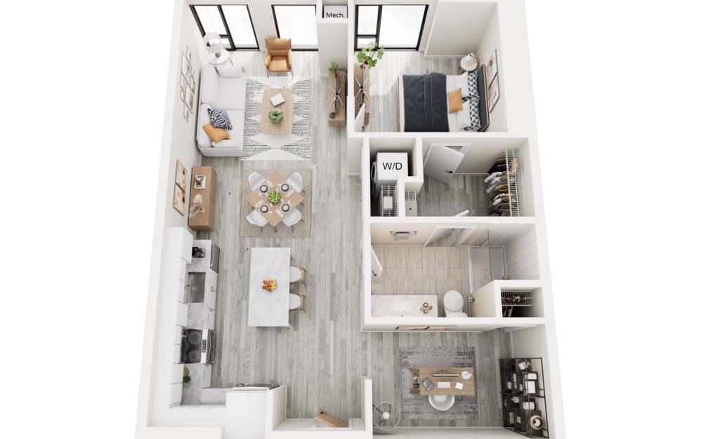 1J.1 - 1 bedroom floorplan layout with 1 bathroom and 812 square feet 1J.1 - 1 bedroom floorplan layout with 1 bathroom and 812 square feet