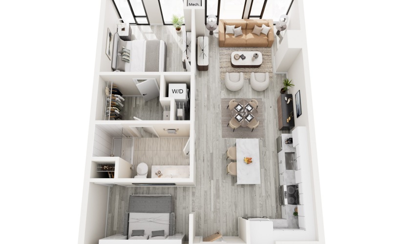 1J.2 - 1 bedroom floorplan layout with 1 bathroom and 820 square feet