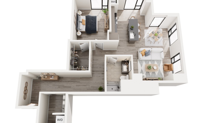 1K.1 - 1 bedroom floorplan layout with 1 bathroom and 952 square feet