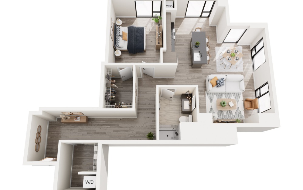 1K.1 - 1 bedroom floorplan layout with 1 bathroom and 952 square feet 1K.1 - 1 bedroom floorplan layout with 1 bathroom and 952 square feet