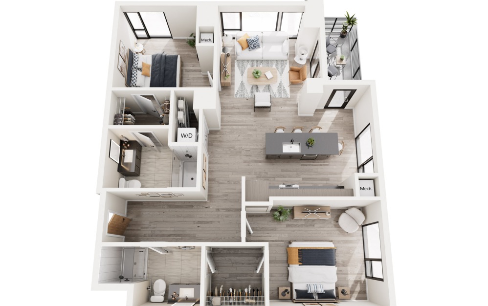 2A.2 - 2 bedroom floorplan layout with 2 bathrooms and 1093 square feet 2A.2 - 2 bedroom floorplan layout with 2 bathrooms and 1093 square feet