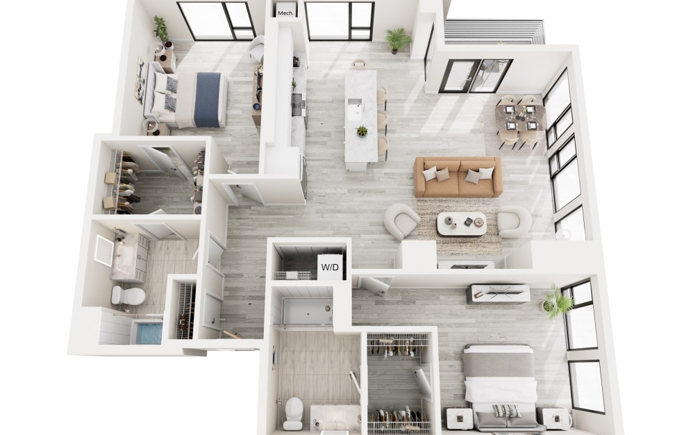 2C.2 - 2 bedroom floorplan layout with 2 bathrooms and 1384 square feet 2C.2 - 2 bedroom floorplan layout with 2 bathrooms and 1384 square feet
