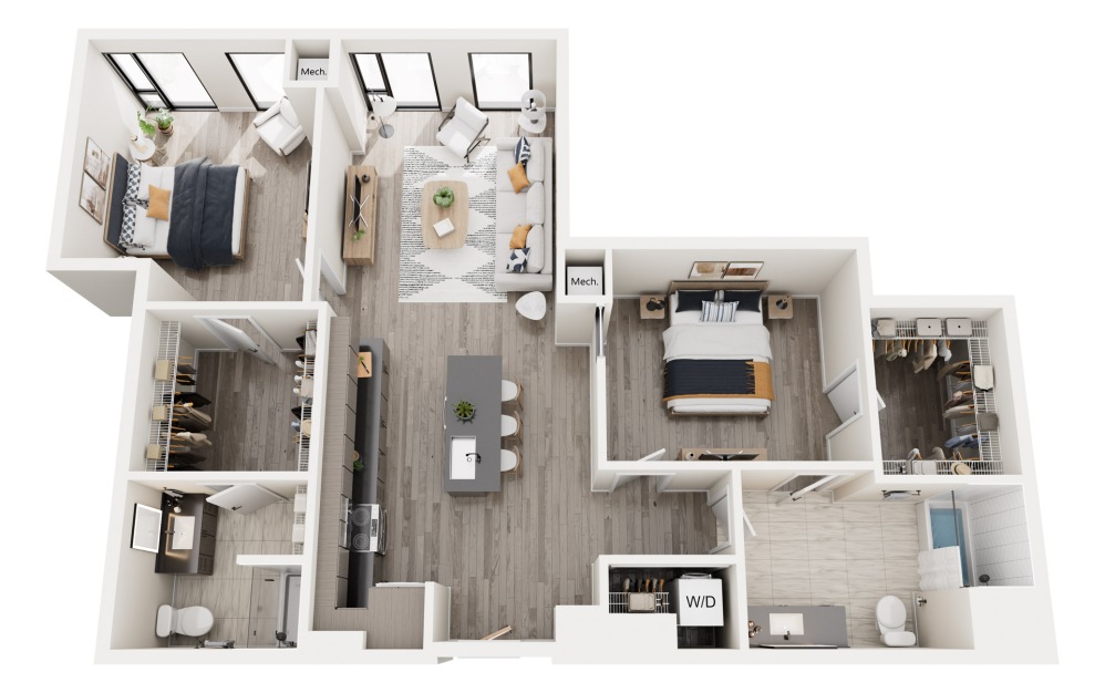 2G.1 - 2 bedroom floorplan layout with 2 bathrooms and 1150 square feet 2G.1 - 2 bedroom floorplan layout with 2 bathrooms and 1150 square feet