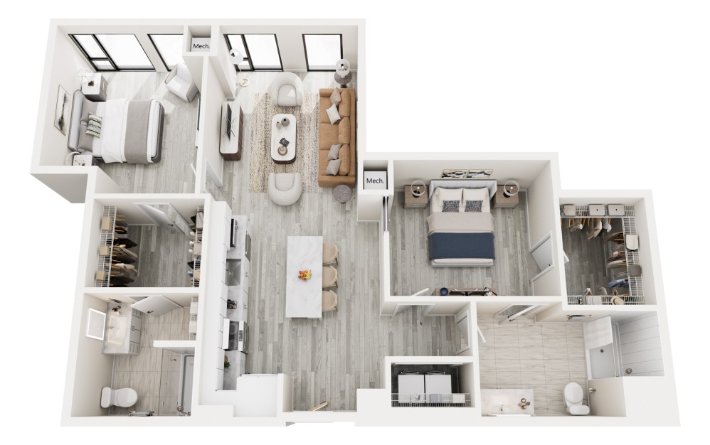 2G.1 - Type A - 2 bedroom floorplan layout with 2 bathrooms and 1150 square feet 2G.1 - Type A - 2 bedroom floorplan layout with 2 bathrooms and 1150 square feet