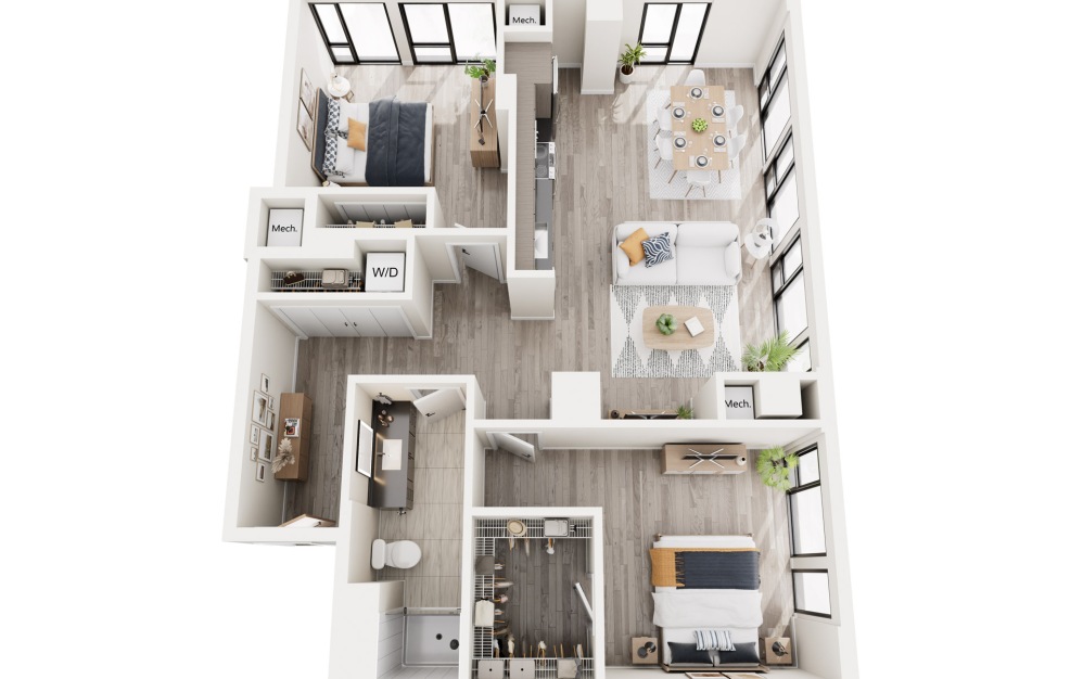 2J.1 - 2 bedroom floorplan layout with 2 bathrooms and 1078 square feet 2J.1 - 2 bedroom floorplan layout with 2 bathrooms and 1078 square feet