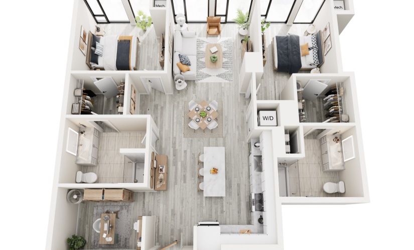 2L.1 - 2 bedroom floorplan layout with 2 bathrooms and 1272 square feet