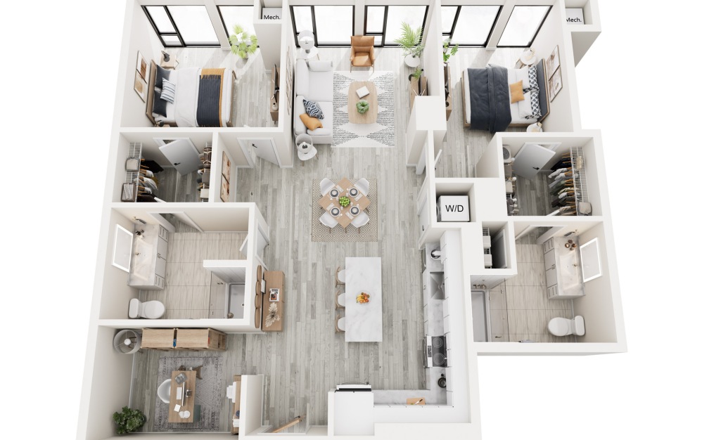 2L.1 - 2 bedroom floorplan layout with 2 bathrooms and 1272 square feet 2L.1 - 2 bedroom floorplan layout with 2 bathrooms and 1272 square feet