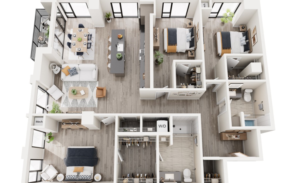 3A.1 - 3 bedroom floorplan layout with 3 bathrooms and 1630 square feet 3A.1 - 3 bedroom floorplan layout with 3 bathrooms and 1630 square feet