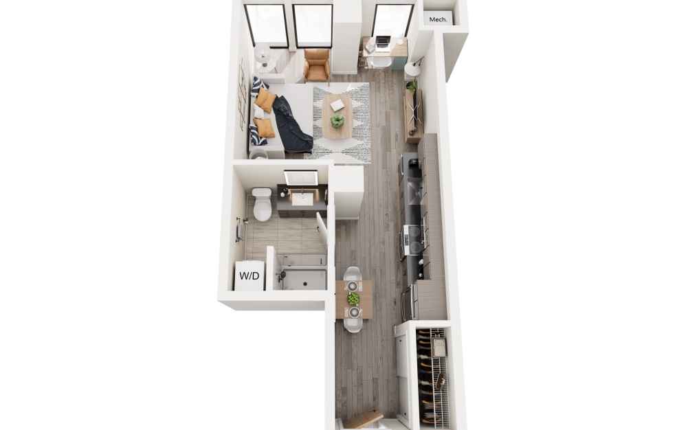 SA.1 - Studio floorplan layout with 1 bathroom and 455 square feet SA.1 - Studio floorplan layout with 1 bathroom and 455 square feet