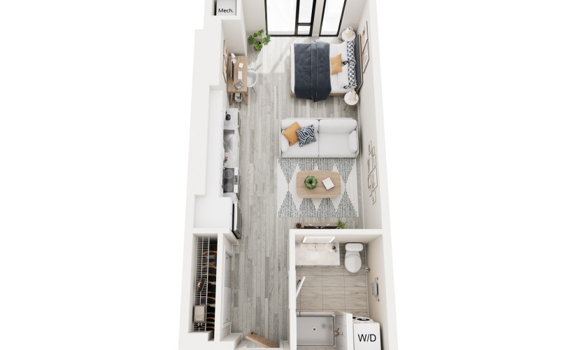 SC.1 - Studio floorplan layout with 1 bathroom and 478 square feet
