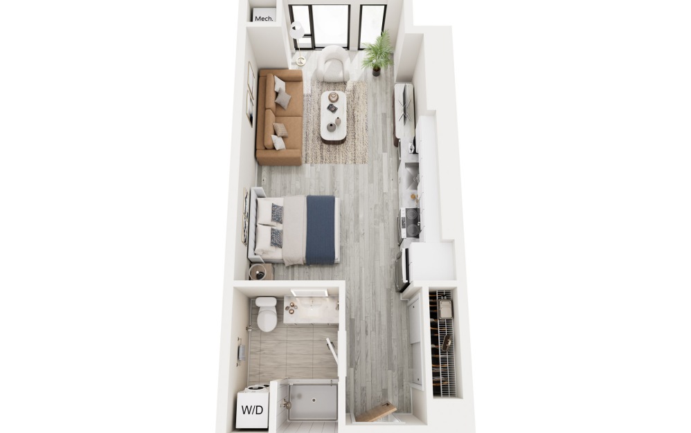 SC.1.1 - Studio floorplan layout with 1 bathroom and 470 square feet SC.1.1 - Studio floorplan layout with 1 bathroom and 470 square feet