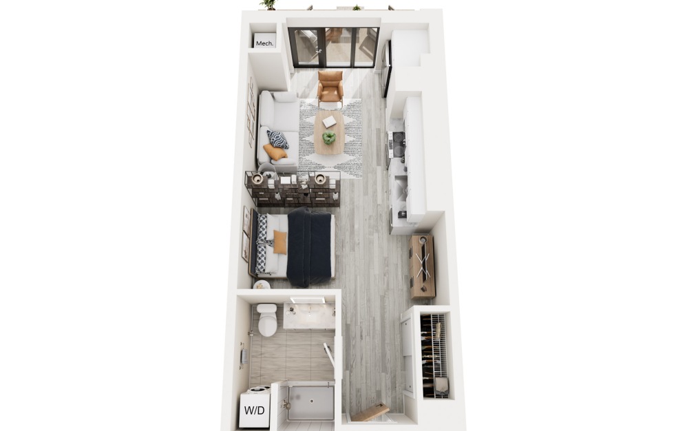 SC.1.2 - Studio floorplan layout with 1 bathroom and 485 square feet SC.1.2 - Studio floorplan layout with 1 bathroom and 485 square feet