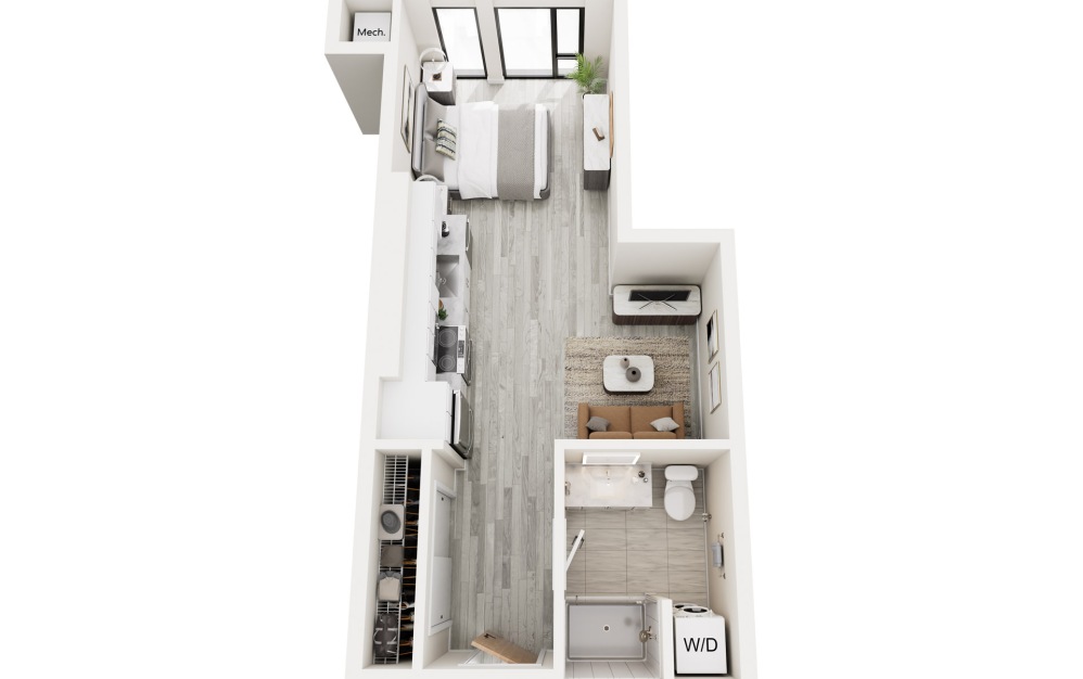 SE.2 - Studio floorplan layout with 1 bathroom and 576 square feet SE.2 - Studio floorplan layout with 1 bathroom and 576 square feet