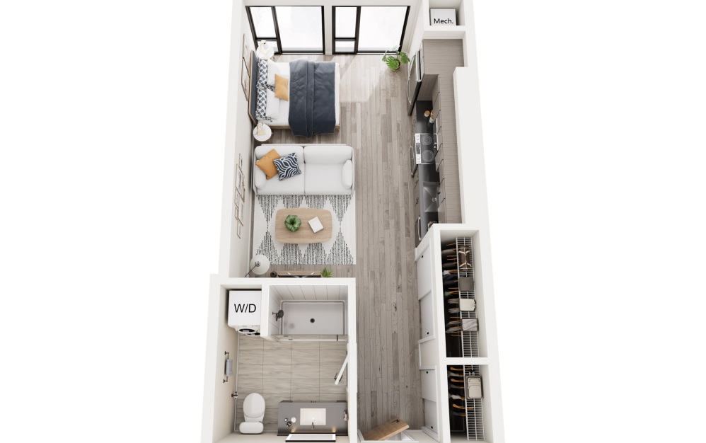 SE.3 - Studio floorplan layout with 1 bathroom and 489 square feet SE.3 - Studio floorplan layout with 1 bathroom and 489 square feet