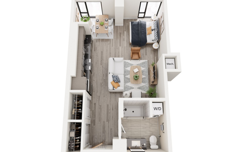 SE.5 - Studio floorplan layout with 1 bathroom and 596 square feet SE.5 - Studio floorplan layout with 1 bathroom and 596 square feet