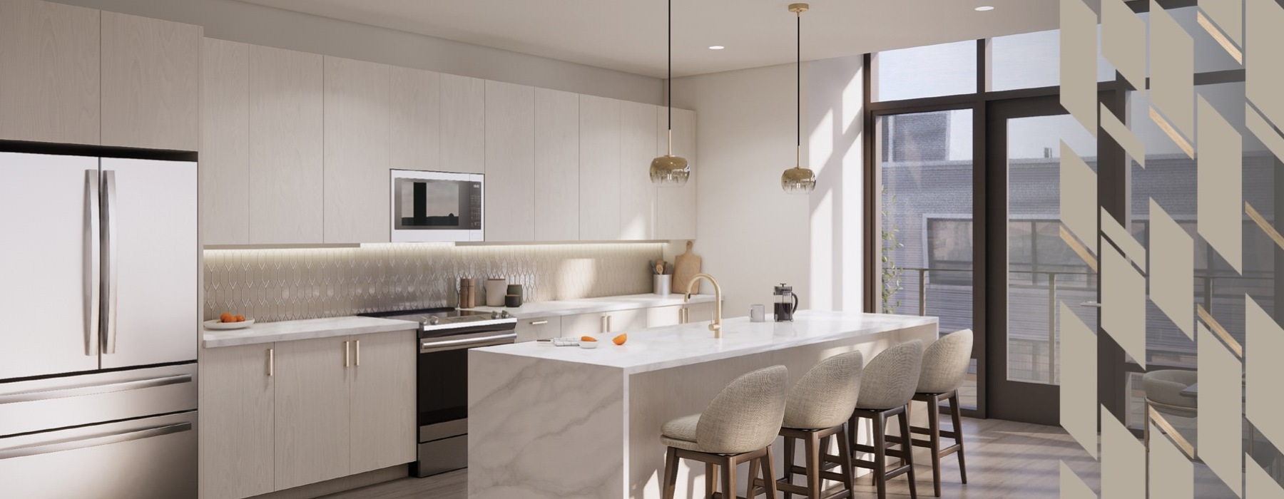 Well-lit kitchen with ample counter space